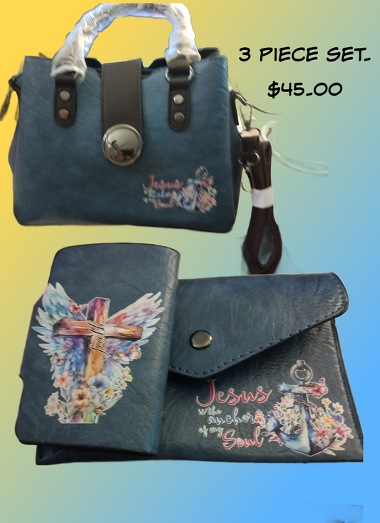 3 piece purse set/Jesusis the anchor